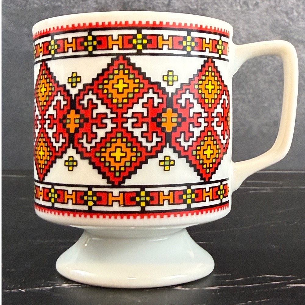 Vintage Delta Import Chicago Porcelain Tea‎ Cup Ukrainian Pattern EUC!